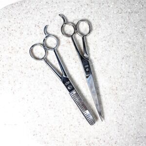 Vintage Italian Hot Drop Forged Steel Hair Cutting Thinning Scissors Set Barber